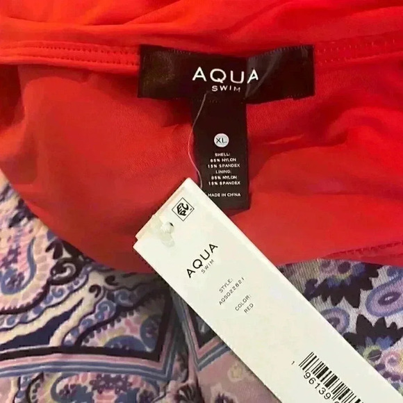 Aqua One Shoulder Cut Out Womens One Piece Swimsuit Red XL New - Picture 4 of 6